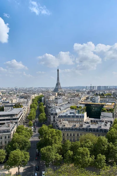 Tiro Aéreo Vertical Cidade Amor Paris Com Uma Torre Eiffel — Fotografia de Stock