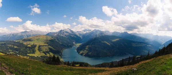 Uma Foto Panorâmica Lago Speicher Durlassboden Áustria — Fotografia de Stock