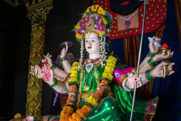 Het Idool Van Maa Durga Wordt Aanbeden Een Mandal Mumbai — Stockfoto