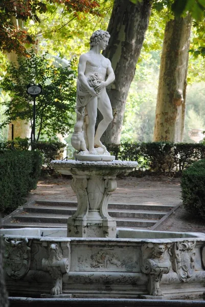 Fontanna Rzeźbionego Apollo Pałacu Królewskim Aranjuez Madryt Hiszpania Rzut Pionowy — Zdjęcie stockowe