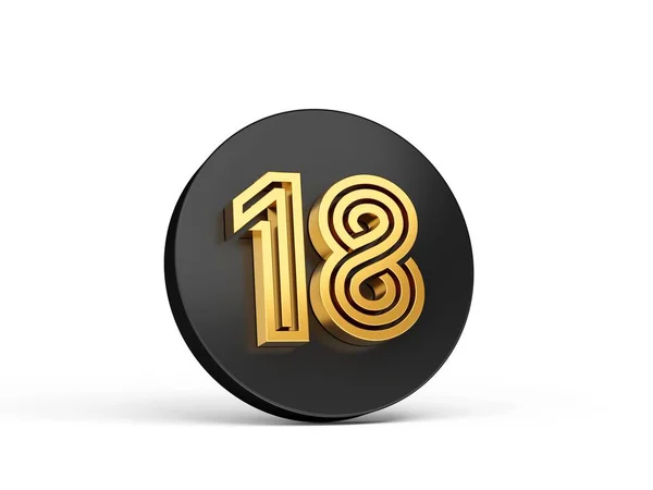 Rendered Illustration Gold Eighteen Number Icon White Background — Stock Photo, Image