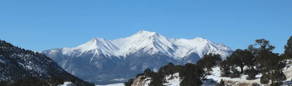 Велична Засніжена Гора Прінстон Тлі Ясного Блакитного Неба — стокове фото