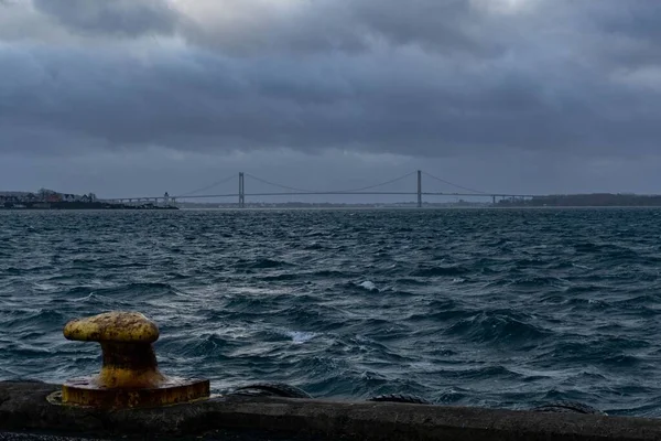 Danimarka Fredericia Rıhtımına Yakın Bir Sanayi Gemisinden Mavi Manzarası — Stok fotoğraf