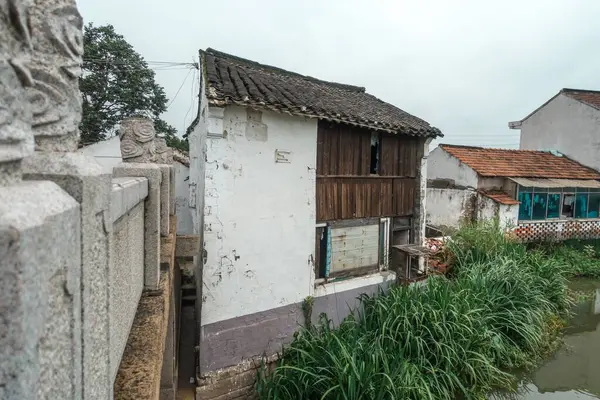 Una Vista Esterna Case Rovina Abbandonate Vecchio Villaggio — Foto Stock