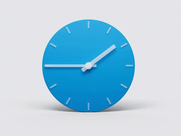 Illustration Blue Clock White Background White Clock Hands Showing Quarter — Stock Photo, Image