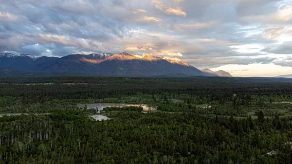 Krásná Krajina Lesa Hor Při Západu Slunce Invermere Kanada — Stock fotografie