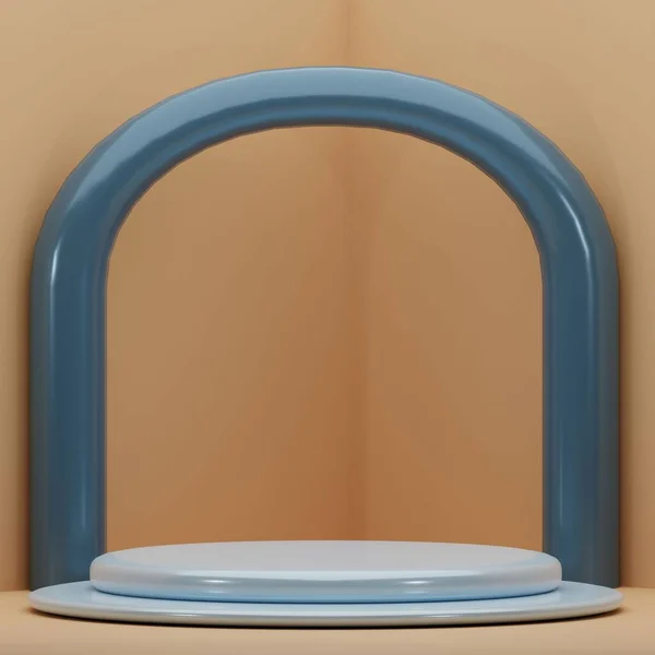 Boyutlu Bir Silindir Podyum Arkasında Oval Bir Kapı Var Bir — Stok fotoğraf