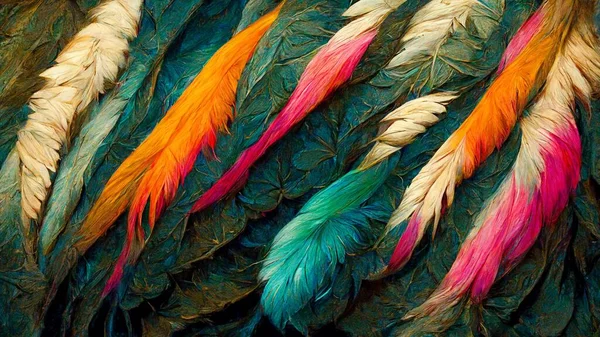 Piękna Ilustracja Kolorowych Piór Tle Lub Tapecie — Zdjęcie stockowe