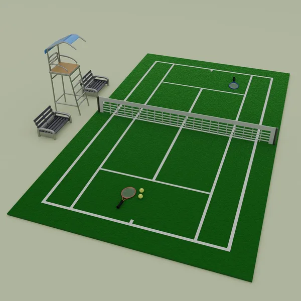 Boyutlu Bir Tenis Seti — Stok fotoğraf