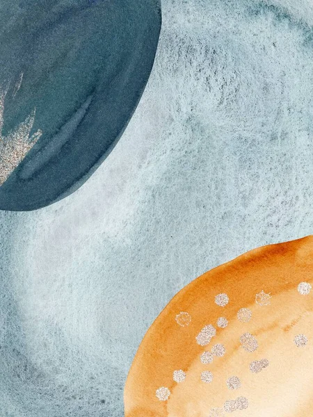 Digital Akvarell Abstrakt Konst Med Inslag Blått Grått Orange Och — Stockfoto
