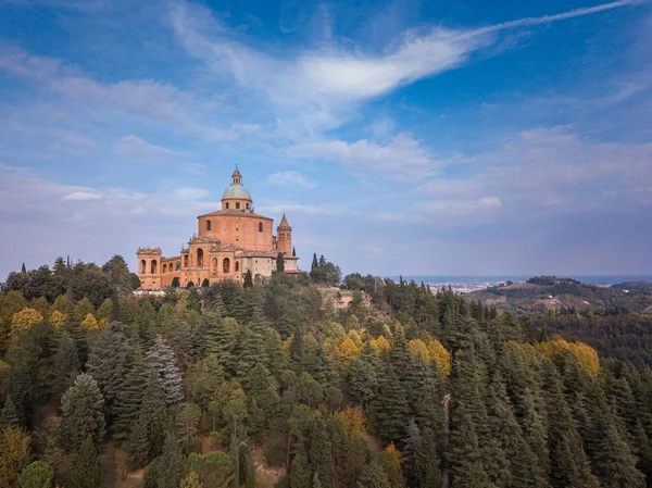 Una Vista Aérea Del Santuario Santísima Virgen San Luca Colina — Foto de Stock