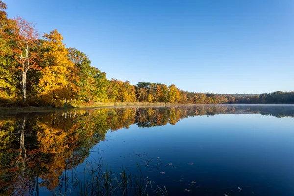 Пейзаж Озера Лесопилки Парке Хай Пойнт Нью Джерси Ясным Голубым — стоковое фото
