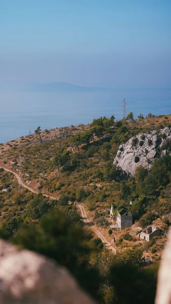 Vertikální Snímek Mořské Krajiny Dalmácii Chorvatsko — Stock fotografie
