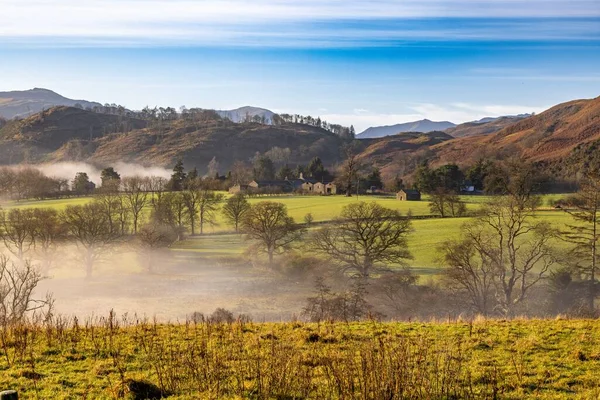 Die Neblige Szenerie Mit Blick Auf Ullswater Lake District Von — Stockfoto