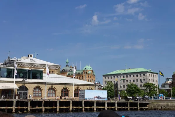 Beautiful Shot Historical Buildings Shore Gota Alv River Gothenburg Sweden — Stock Photo, Image