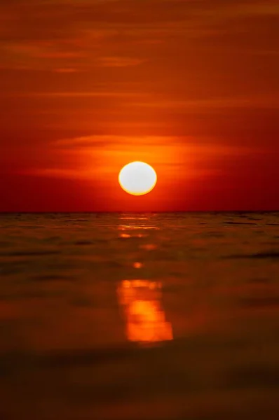 Pionowy Obraz Słońca Nad Powierzchnią Wody Podczas Złotej Godziny — Zdjęcie stockowe