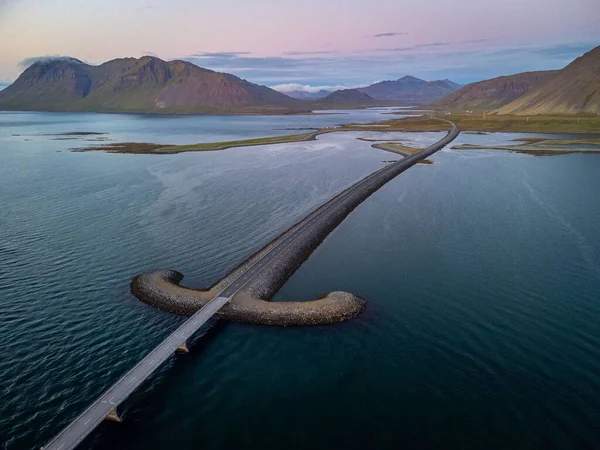 Αεροφωτογραφία Της Γέφυρας Kolgrafafjordur Sword Στην Ισλανδία — Φωτογραφία Αρχείου