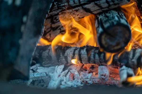 Closeup Shot Campfire Wood Turning Ashes Isolated Background — Stock Photo, Image