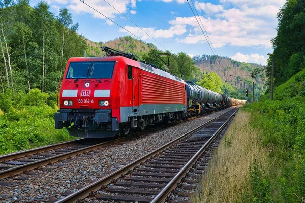 stock image An electric locomotive from DB Cargo on the railway on a sunny day