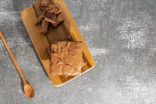 Closeup Delicious Homemade Chocolate Brownie Dessert — Stock Photo, Image