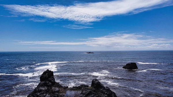Drone Shot Ocean Waves Crashing Rocks Goat Rock Beach Jenner — Stock Photo, Image