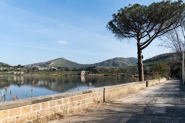 Piękne Naturalne Krajobrazy Jeziora Averno Pozzuoli Kampania Włochy — Zdjęcie stockowe