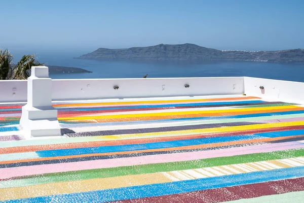 Een Kleurrijk Dak Fira Stad Santorini Griekenland — Stockfoto