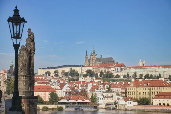 Vista Lejana Catedral Praga Desde Puente Carlos Viena Austria — Foto de Stock