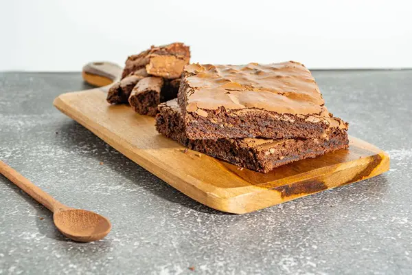 Primer Plano Delicioso Postre Casero Brownie Chocolate —  Fotos de Stock