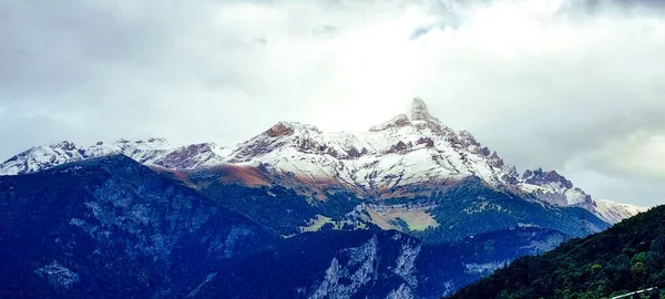 Panoráma Felvétel Alpok Hegység Borított — Stock Fotó