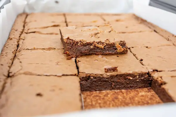 Primo Piano Delizioso Dessert Brownie Cioccolato Fatto Casa — Foto Stock