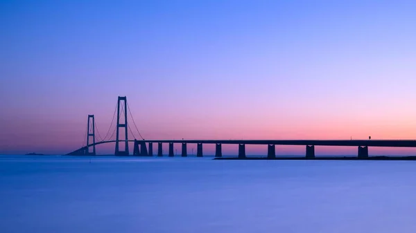 Pont Storebaelt Danemark Coucher Soleil — Photo