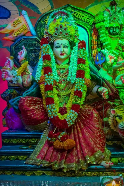 Mumbai Navratri Için Bir Mandal Ibadet Edilen Maa Durga Nın — Stok fotoğraf