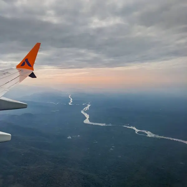 Beautiful View River Kerala Cloudy Sky Plane — Stock Photo, Image