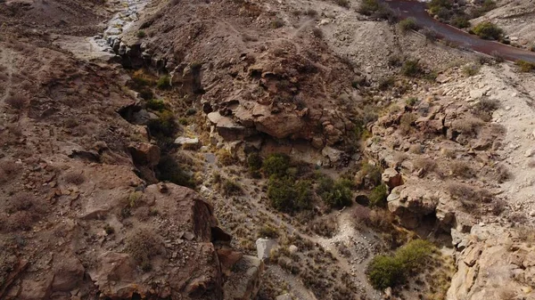 Letecký Snímek Sezónního Vodního Toku Během Období Sucha Tenerife Kanárské — Stock fotografie