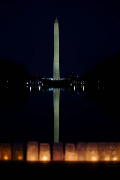Lanternas Frente Piscina Refletora Frente Para Monumento Washington — Fotografia de Stock