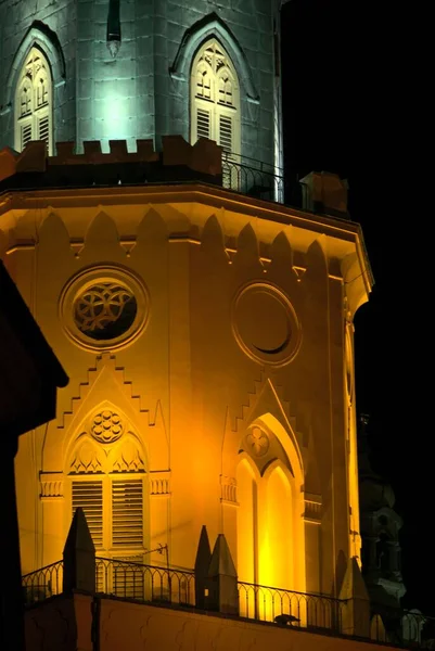 Вертикальный Образ Троицкой Башни Музей Архиепархии Люблина Ночью Люблине Польша — стоковое фото