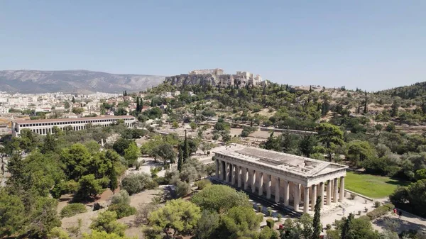 Eine Luftaufnahme Der Antiken Agora Von Athen Griechenland — Stockfoto