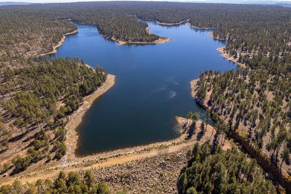 Letecký Dron Pořízený Willow Springs Lake Poblíž Lesa Arizoně Spojené — Stock fotografie