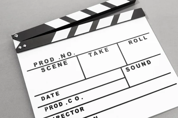 White Movie Clapper Board Gray Background Template — Stock Photo, Image