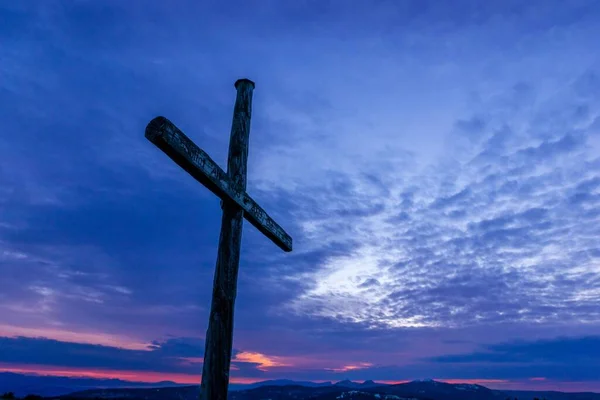 Krásný Výhled Kříž Oblohou Pozadí — Stock fotografie