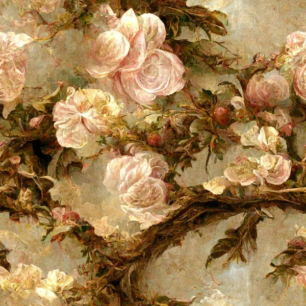 Illusztráció Rózsa Szirmok Díszítés Tervezés Természet Levél Rajz Digitális Virágnyomat — Stock Fotó