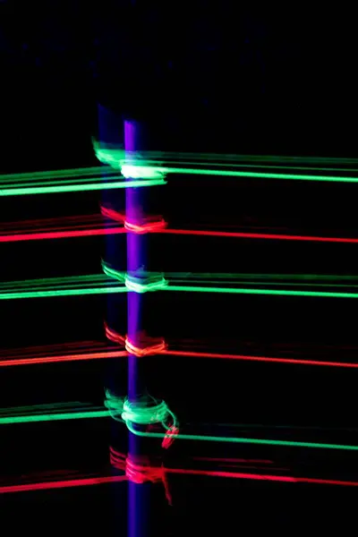 Krásný Výhled Fluorescenční Barevné Lano Přivázané Tyči Festivalu Zimních Světel — Stock fotografie