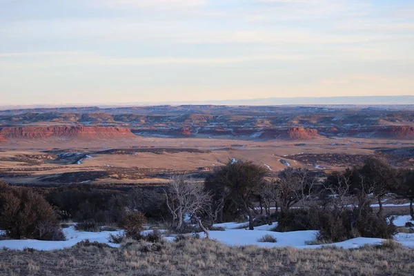 Ett Naturskönt Lantligt Landskap Casper Wyoming Vintern — Stockfoto