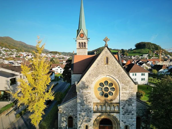 Piękne Zbliżenie Kościoła Sebastiana Wettingen — Zdjęcie stockowe