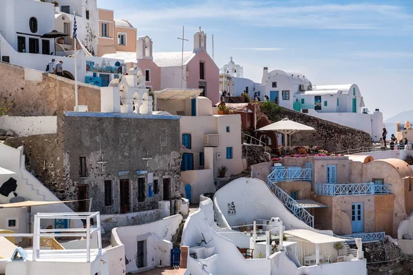 Oia Kustplaats Aan Noordwestelijke Punt Van Santorini Een Grieks Egeïsch — Stockfoto