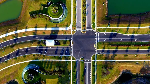 Drone Filmado Roadway Intersection Mirada San Antonio Flórida Eua — Fotografia de Stock