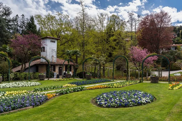 Jardín Villa Pallavicino Lleno Flores Florecientes Primavera Stresa Piamonte Italia — Foto de Stock