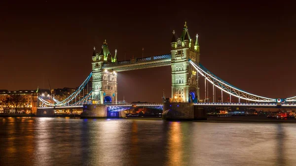 Krásný Výhled Tower Bridge Noci Londýně Velká Británie — Stock fotografie