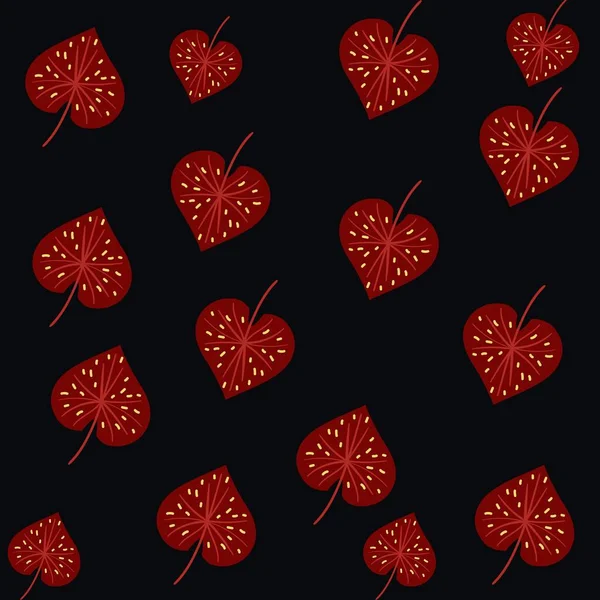 Ένα Απρόσκοπτο Μοτίβο Ομοιόμορφα Κατανεμημένων Κόκκινων Φύλλων Κοτλέ Εικονογράφηση Μαύρο — Φωτογραφία Αρχείου